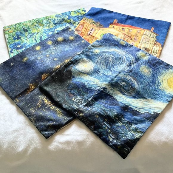 Other - 4 - Van Gogh Inspired Decorative Square Throw Pillow Covers 17” x 17”
